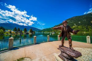 Statue at Rotary Lakeside Park overlooking Kootenay Lake